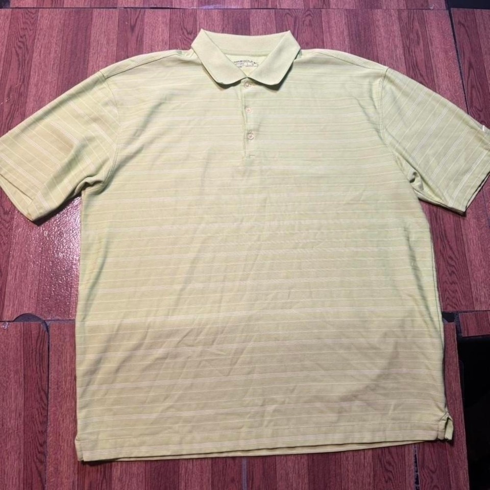 Nike Golf Green Striped Dri-Fit Tech Retro Sportswear Polo Shirt Large
